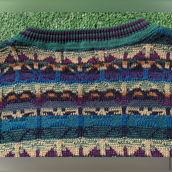 VTG 90s Pendleton Virgin Wool Colorful Patterned Sweater Mens Medium USA Made - Picture 2 of 8